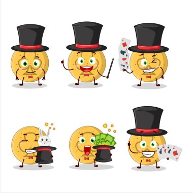 Bir dalgona şekeri, Sihirbaz çizgi film karakterinin sahnede gösterisini engeller. Vektör illüstrasyonu