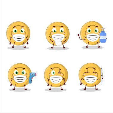 Dalgalı şeker karikatür tasarım tarzının bir resmi salgın sırasında sağlıklı kalmaya devam eder. Vektör illüstrasyonu