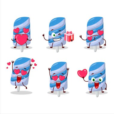 Gummy Candy yaban mersini çizgi film karakteri. Sevgi ifadesi olan. Vektör illüstrasyonu