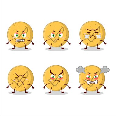 Dalgona şekeri, değişik kızgın ifadeleri olan çizgi film karakteri gibidir. Vektör illüstrasyonu