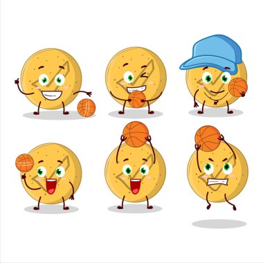 Yetenekli dalgona şekeri bir basketbol atleti olarak çizgi film karakteri olarak kabul edilir. Vektör illüstrasyonu