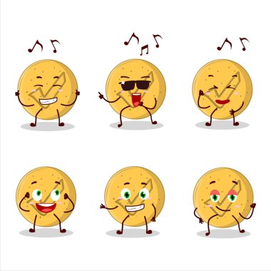 Daldalona şekeri görüntüsü müzikten hoşlanan dansçı çizgi film karakteri. Vektör illüstrasyonu