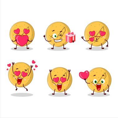 Dalgona şekeri çizgi film karakteri ve sevimli bir ifade. Vektör illüstrasyonu