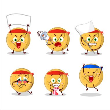 Dalgalı şekerin maskot tasarımı çekici bir destekçi olarak karakterle uyuşuyor. Vektör illüstrasyonu