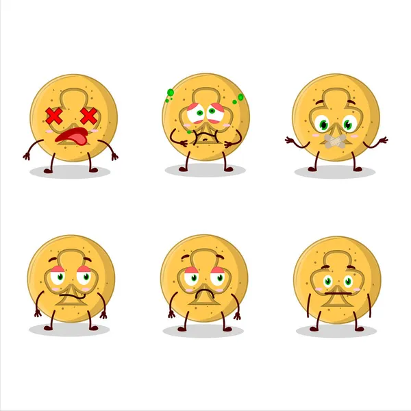 Dalgona Caramelo Trefoils Personaje Dibujos Animados Con Expresión Nope Ilustración — Vector de stock