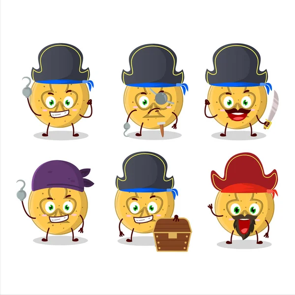 Personaje Dibujos Animados Caramelos Dalgona Trefoils Con Varios Emoticonos Piratas — Archivo Imágenes Vectoriales