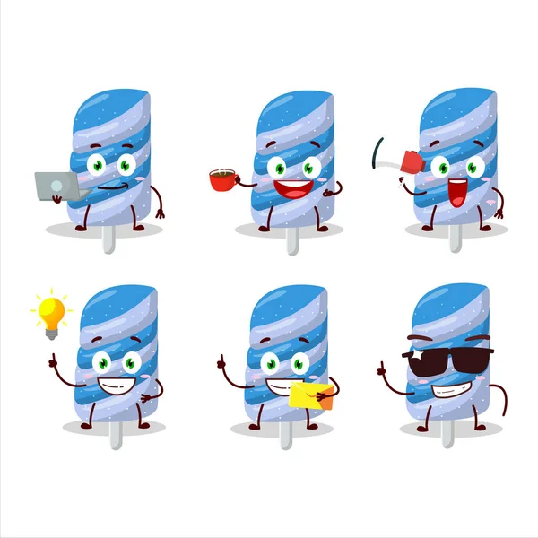 Bonbons Gommeux Personnage Dessin Animé Myrtille Avec Différents Types Émoticônes — Image vectorielle