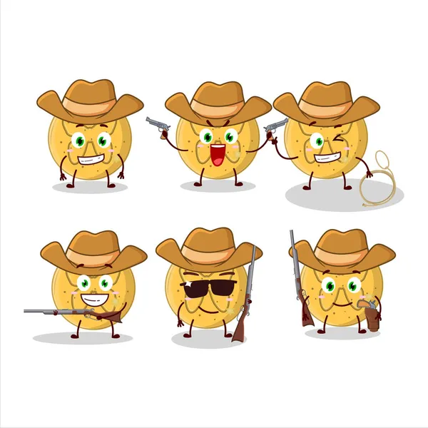 Cool Cowboy Dalgona Candy Butterfly Cartoon Character Cute Hat Vector — Stock Vector