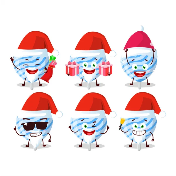 Emoticones Santa Claus Con Personaje Dibujos Animados Caramelos Amor Azul — Vector de stock