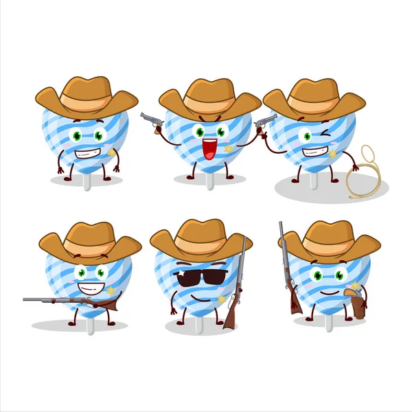 Cowboy Legal Azul Amor Doce Personagem Dos Desenhos Animados Com — Vetor de Stock