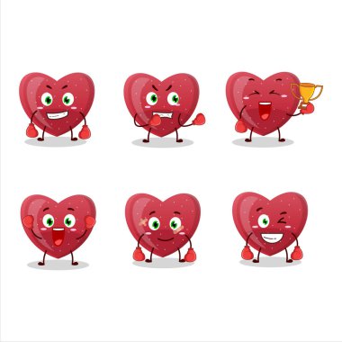 Sportif, kırmızı, sakızlı, şeker kutulu, sporcu, maskot maskotu tasarımı. Vektör illüstrasyonu