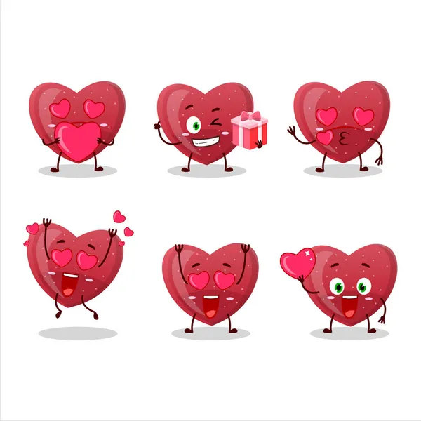 Red Love Gummy Candy Cartoon Figur Mit Liebe Süße Emoticon — Stockvektor