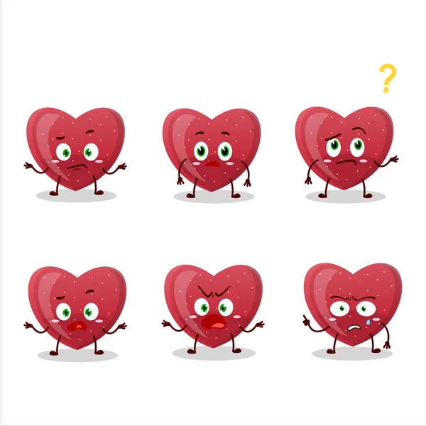 Cartoon Character Red Love Gummy Candy What Expression Vector Illustration — Stock Vector