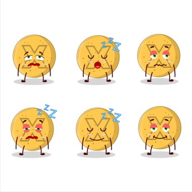 Dalona şekerinin çizgi film karakteri uykulu ifadeye katılmıyor. Vektör illüstrasyonu