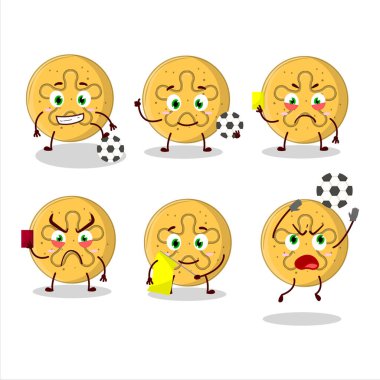 Dalgona şeker mercan resifleri futbol hakemi olarak çalışan çizgi film karakteri. Vektör illüstrasyonu