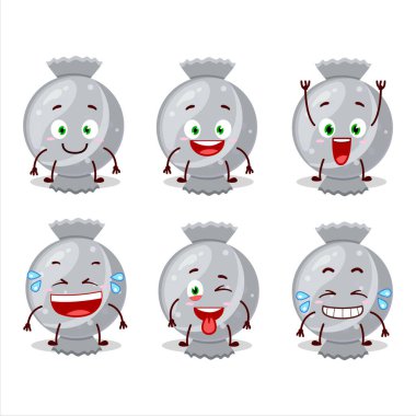 Gülen surat ifadeli beyaz şeker ambalajlı çizgi film karakteri. Vektör illüstrasyonu