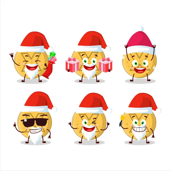 Emoticones Santa Claus Con Caramelos Dalgona Están Acuerdo Con Personaje — Vector de stock