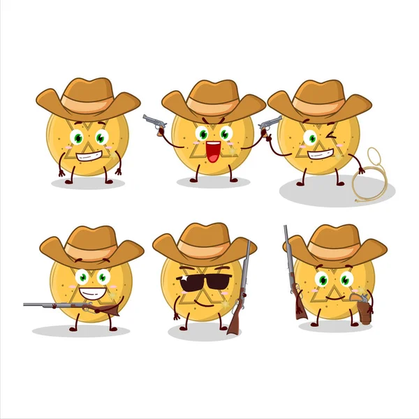 Cool Cowboy Dalgona Candy Disagree Cartoon Character Cute Hat Vector — Stock Vector