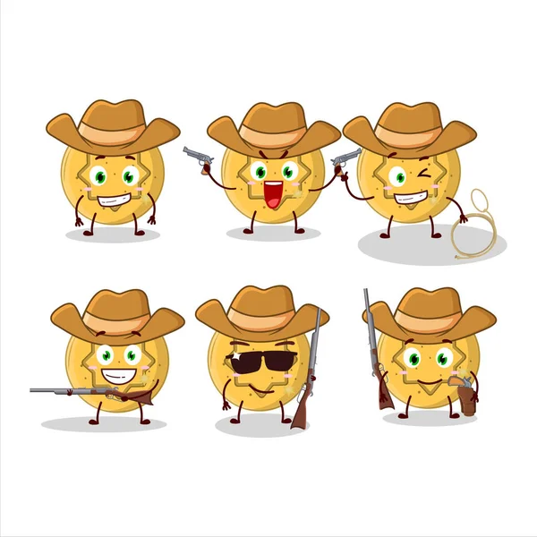 Cool Cowboy Dalgona Candy Flower Cartoon Character Cute Hat Vector — Stock Vector