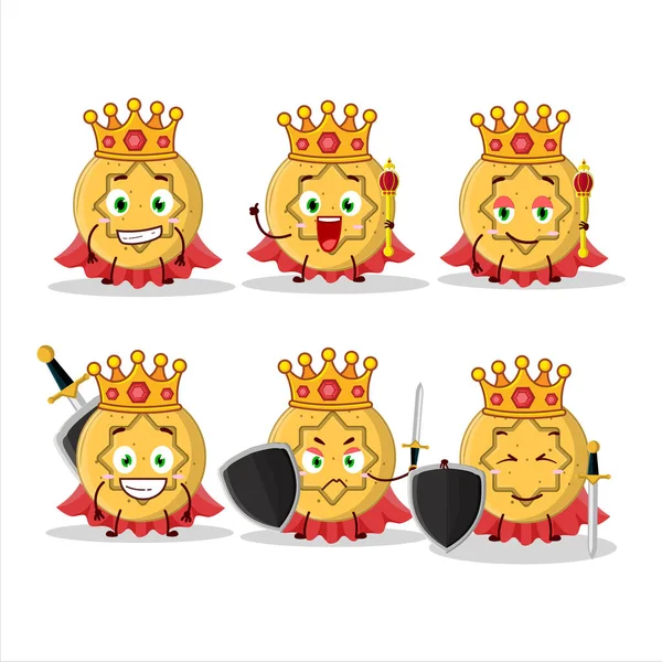 一个迷人的国王戴着金王冠的戴高纳糖果卡通人物 矢量说明 — 图库矢量图片