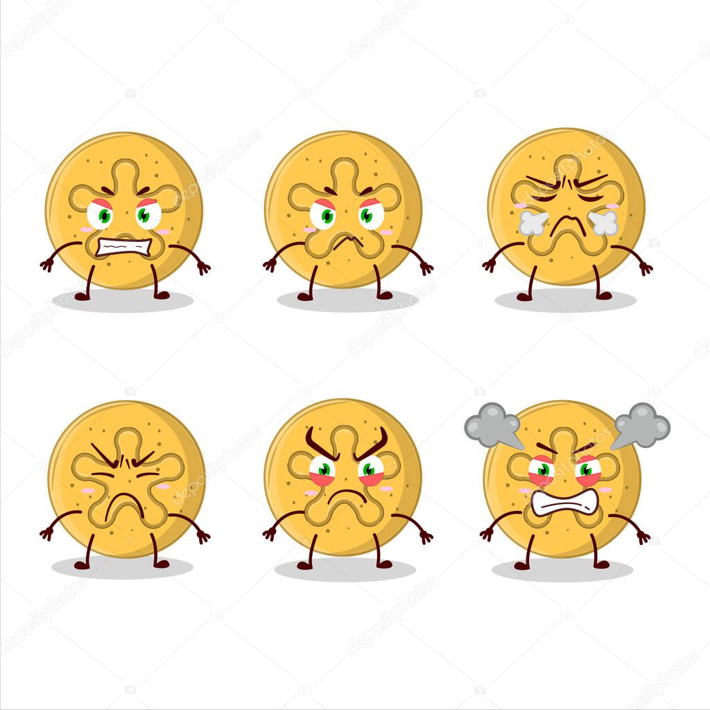 Dalgona candy coral reefs cartoon character with various angry expressions. Vector illustration