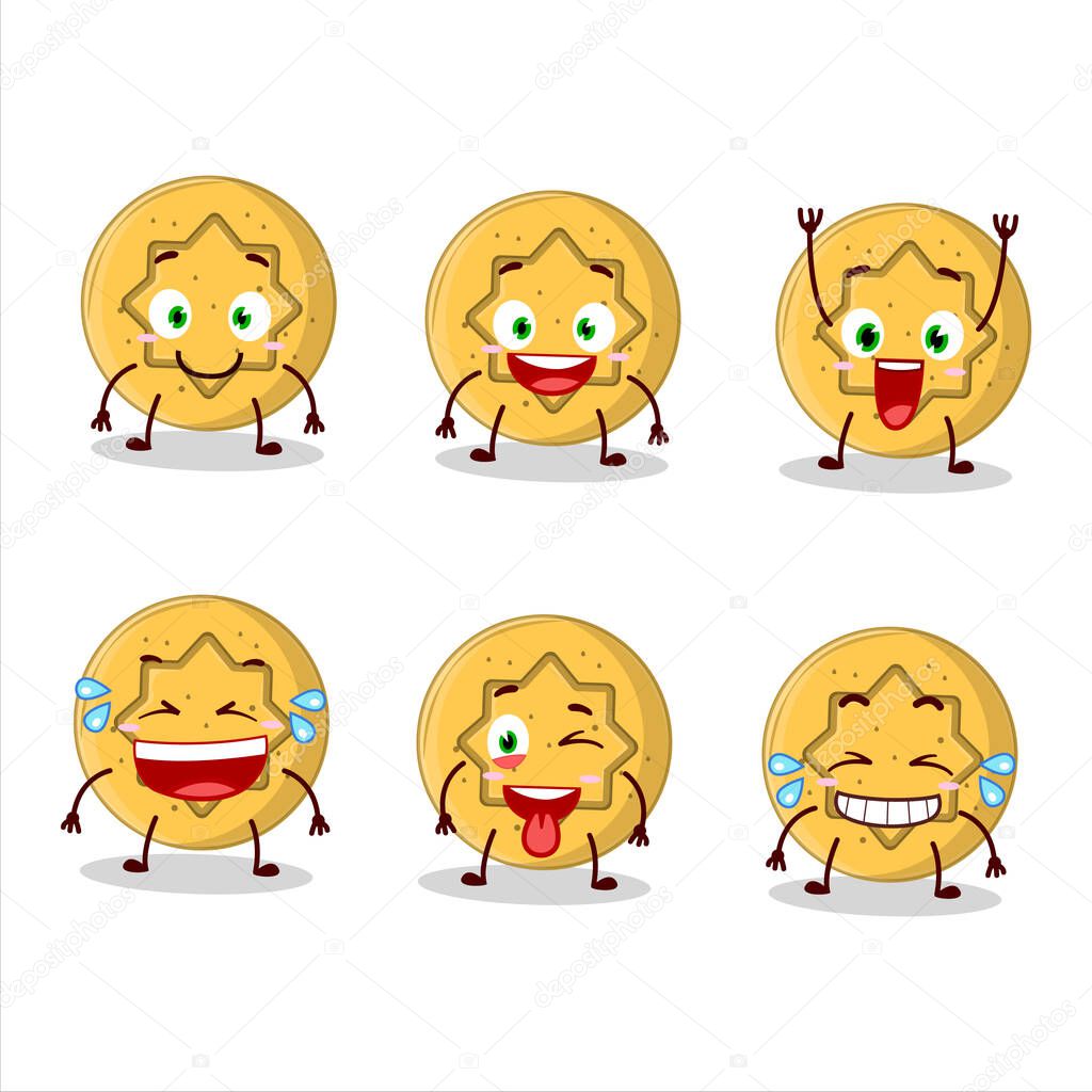 Cartoon character of dalgona candy flower with smile expression. Vector illustration