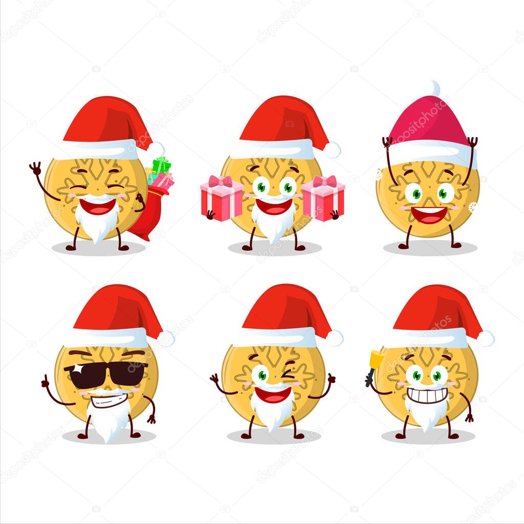 Santa Claus emoticons with dalgona candy snowflake cartoon character. Vector illustration