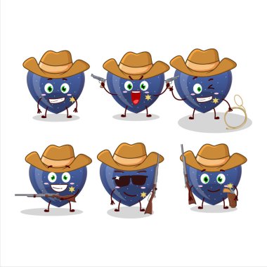 Havalı kovboy mavisi, sevimli şapkalı şekerleme çizgi film karakteri. Vektör illüstrasyonu