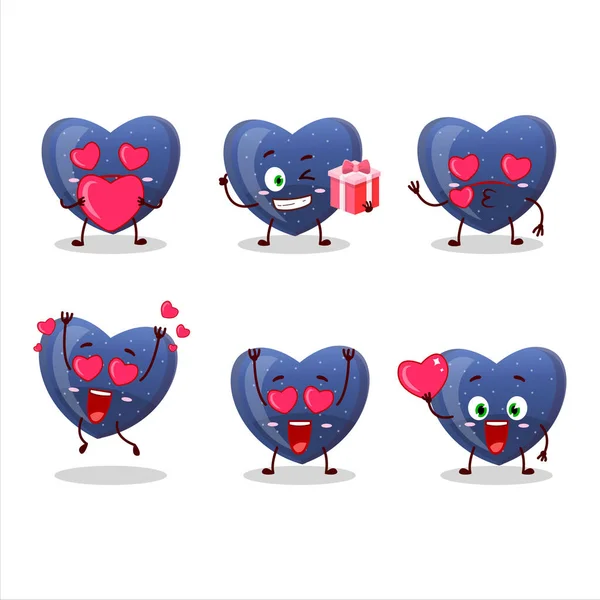 Blue Love Gummy Candycartoon Figur Mit Liebe Süße Emoticon Vektorillustration — Stockvektor