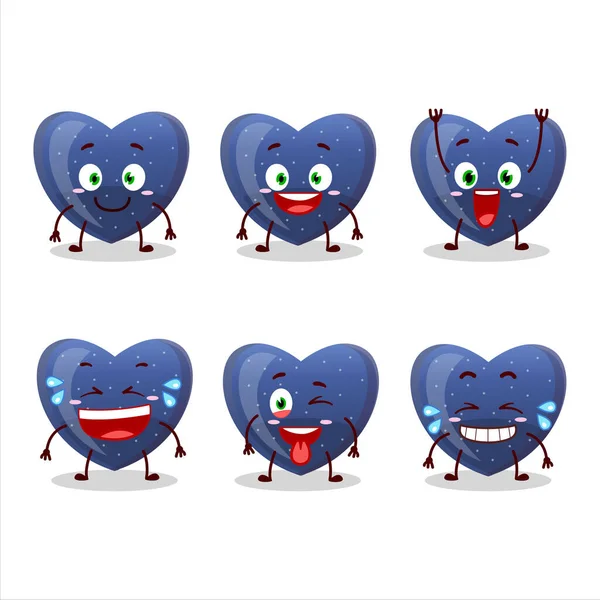 Cartoon Character Blue Love Gummy Candy Smile Expression Vector Illustration — Stock Vector