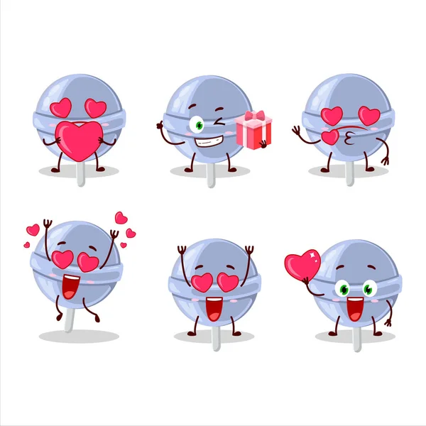 Dulce Personaje Dibujos Animados Lolipop Arándano Con Amor Lindo Emoticono — Vector de stock