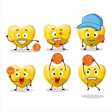 Basketbol atleti olarak yetenekli sarı aşk şekerli çizgi film karakteri. Vektör illüstrasyonu