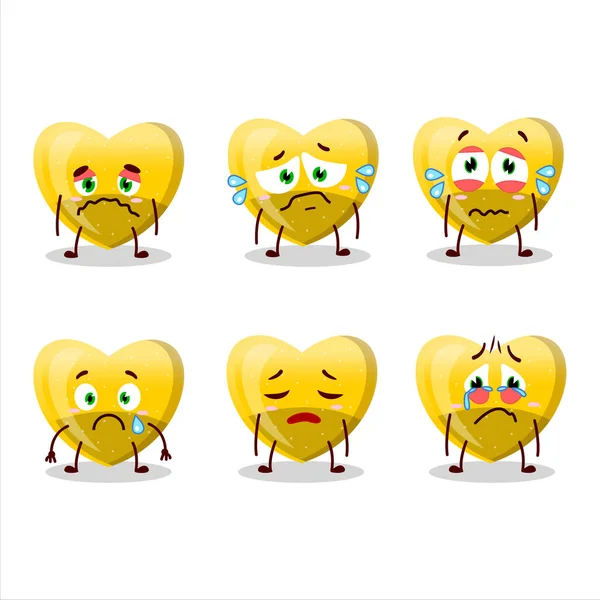 Žlutá Láska Gumové Bonbóny Kreslený Postava Smutným Výrazem Vektorová Ilustrace — Stockový vektor