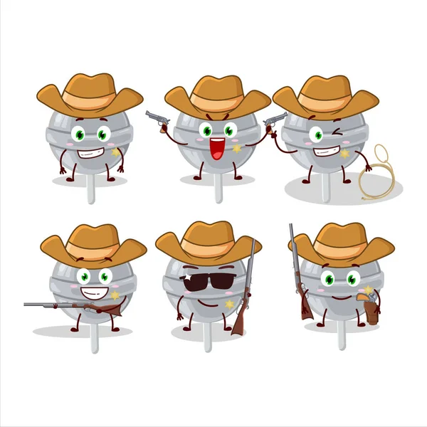 Cowboy Legal Doce Branco Pirulito Personagem Desenho Animado Com Chapéu —  Vetores de Stock
