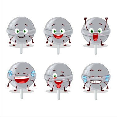 Gülen suratlı tatlı beyaz lolipopun çizgi film karakteri. Vektör illüstrasyonu