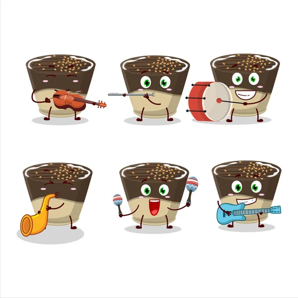 Personaje Dibujos Animados Trufa Chocolate Leche Dulces Tocando Algunos Instrumentos — Archivo Imágenes Vectoriales