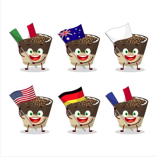 Truffle Σοκολάτα Γάλακτος Καραμέλα Χαρακτήρα Κινουμένων Σχεδίων Φέρει Τις Σημαίες — Διανυσματικό Αρχείο