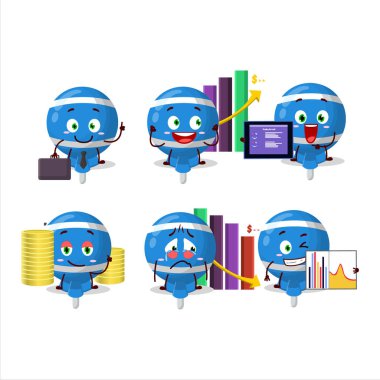 Mavi lolipop, ticari yatırım maskotu olarak karakter tasarımlarına sarılmış. Vektör illüstrasyonu