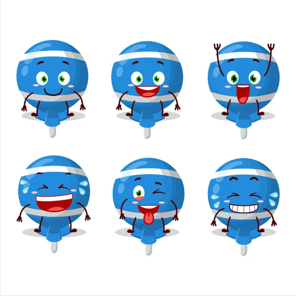 Personagem Desenhos Animados Lolipop Azul Envolto Com Expressão Sorriso Ilustração — Vetor de Stock