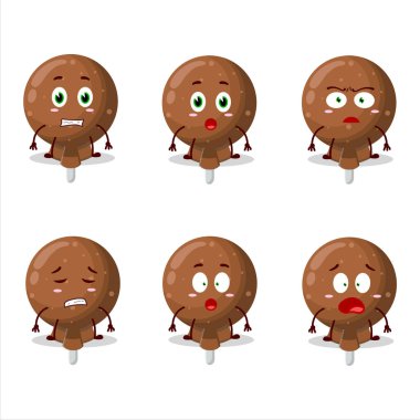 Korkak ifadeyle sarmalanmış turuncu lolipopun karakteri. Vektör illüstrasyonu