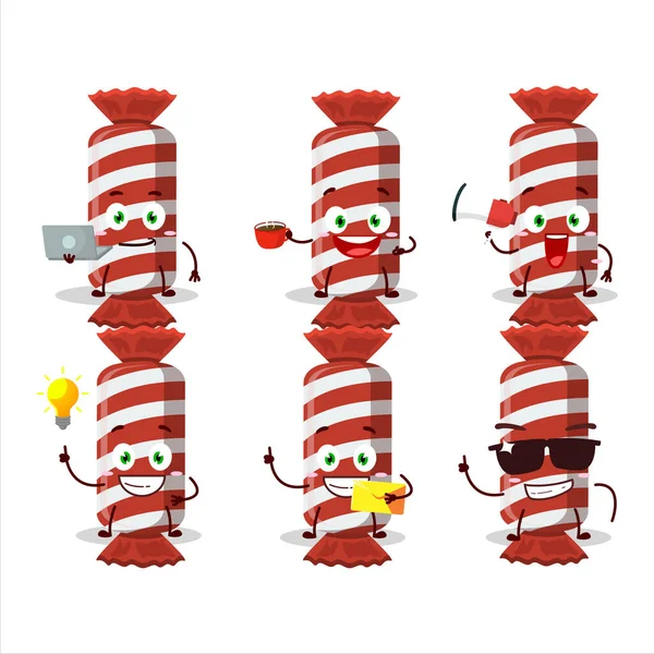 Rojo Largo Caramelo Personaje Dibujos Animados Paquete Con Varios Tipos — Archivo Imágenes Vectoriales