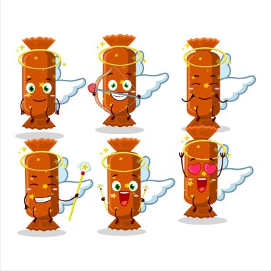 Tatlı bir melek karakteri olarak portakallı, uzun şekerli çizgi film tasarımları. Vektör illüstrasyonu