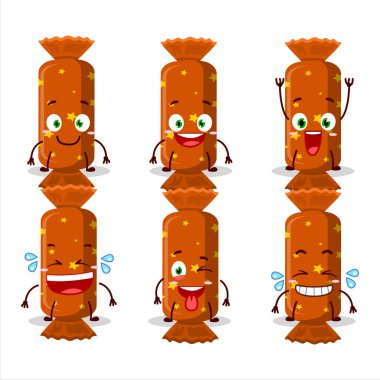 Gülen suratlı, turuncu uzun şekerli çizgi film karakteri. Vektör illüstrasyonu