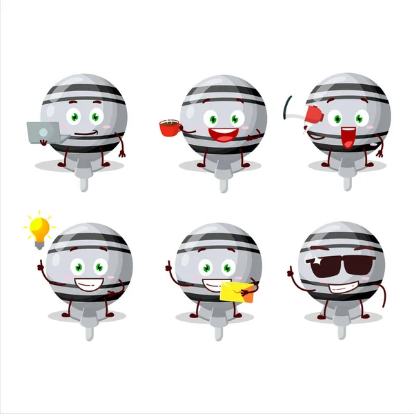 Lolipop Blanc Enveloppé Personnage Dessin Animé Avec Différents Types Émoticônes — Image vectorielle