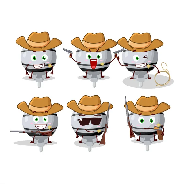 Cool Cowboy Branco Lolipop Envolto Personagem Desenho Animado Com Chapéu — Vetor de Stock