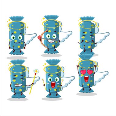 Mavi uzun şekerli çizgi film, sevimli bir melek karakteri olarak dizayn edildi. Vektör illüstrasyonu