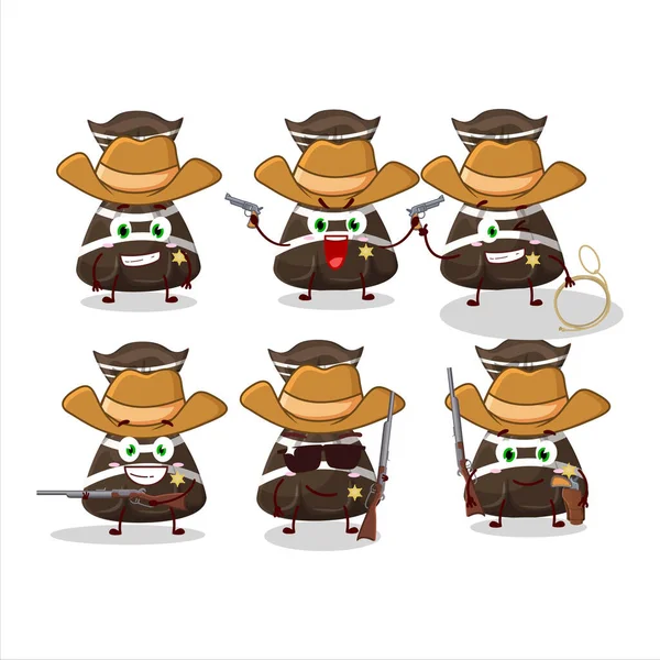 Cool Cowboy Chocolate Doces Embrulhos Personagem Dos Desenhos Animados Com — Vetor de Stock