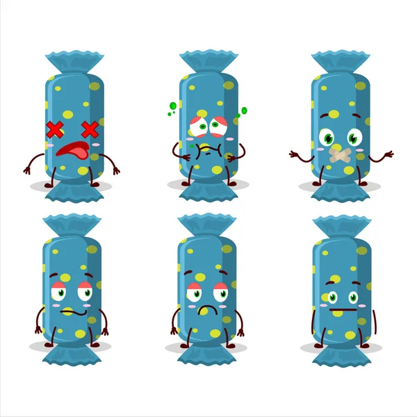 Blaue Lange Süßigkeitenverpackung Cartoon Figur Mit Nope Ausdruck Vektorillustration — Stockvektor