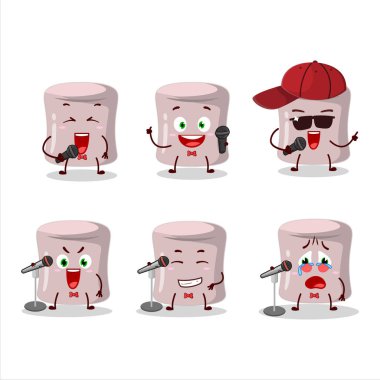 Çilekli şekerlemenin ünlü bir şarkı söylediği şirin bir çizgi film konsepti. Vektör illüstrasyonu