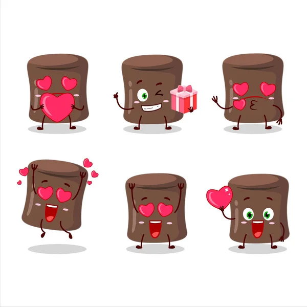 Chocolate Malvavisco Personaje Dibujos Animados Con Amor Lindo Emoticono Ilustración — Archivo Imágenes Vectoriales